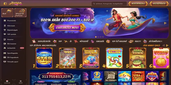 Alawin Casino pagina principală pe mobil