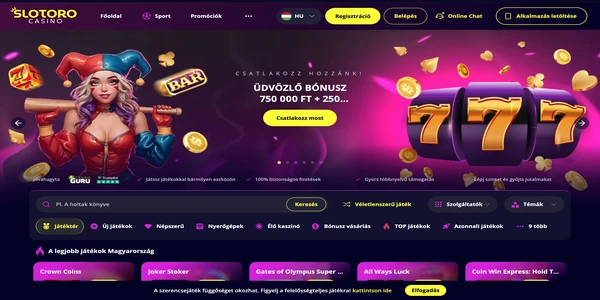 Slotoro Casino pagina principală pe mobil